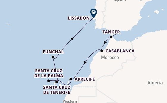 Canarische Eilanden vanaf Málaga, Spanje met de MS EUROPA