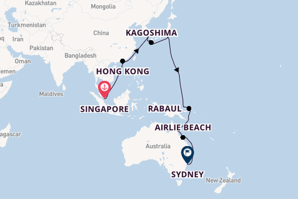 Japan from Singapore, Singapore with the Queen Elizabeth