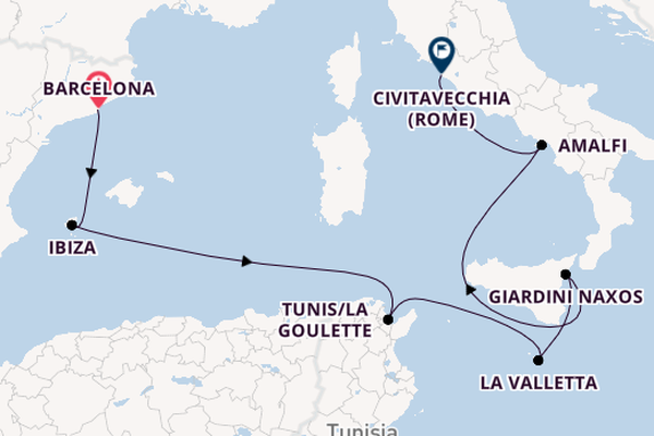 Westelijke Middellandse Zee vanaf Barcelona, Spanje met de EXPLORA I