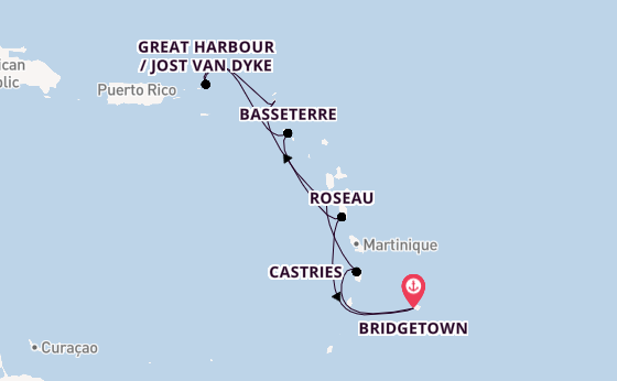 Southern Caribbean from Bridgetown, Barbados with the Silver Spirit