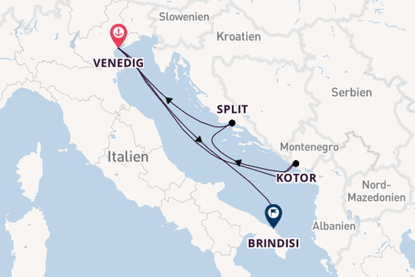 Mittelmeer ab Venedig, Italien auf der MSC Armonia 