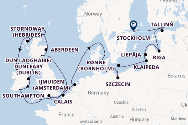 British Isles from Southampton, England with the Insignia