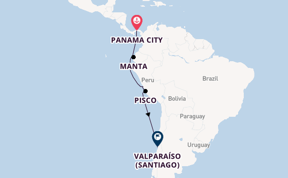 South America from Panama City, Panama with the Azamara Quest