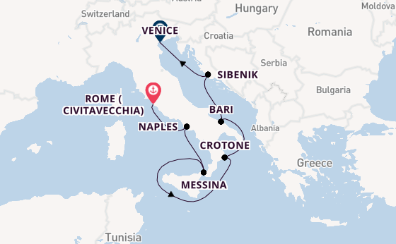 Western Mediterranean from Rome (Civitavecchia), Italy with the Viking Mira