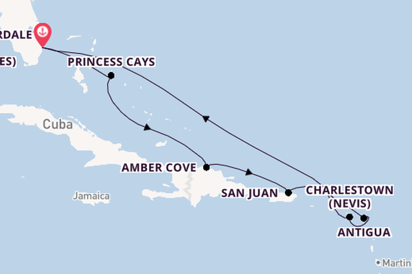 Caribbean from Fort Lauderdale (Port Everglades), Florida, USA with the Coral Princess