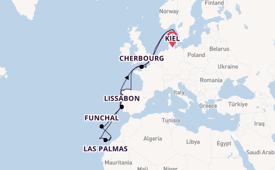 Canarische Eilanden vanaf Kiel, Duitsland met AIDAprima