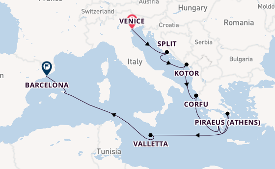 Mediterranean from Venice, Italy with the Seven Seas Grandeur