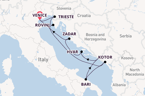 Mediterranean Sea from Venice, Italy with the Silver Muse