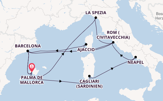 Westliches Mittelmeer ab Palma de Mallorca, Spanien auf AIDAcosma