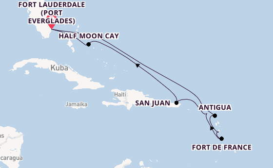 Karibik ab Fort Lauderdale (Port Everglades), USA auf der Rotterdam
