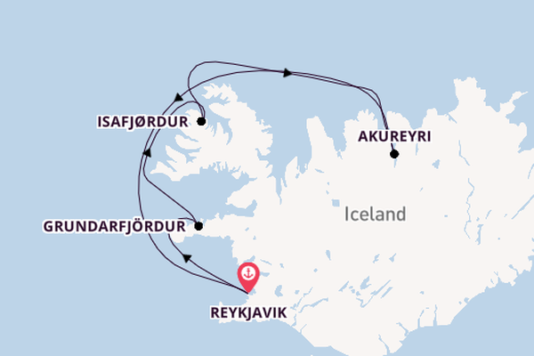 Arctica vanaf Reykjavik, IJsland met de Celebrity Silhouette