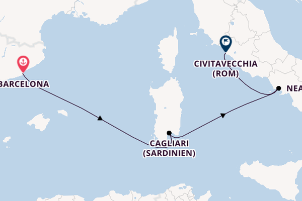 Westliches Mittelmeer ab Barcelona, Spanien auf der Costa Toscana