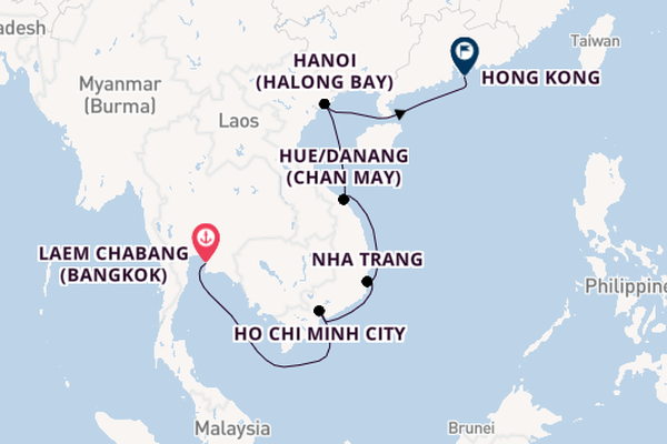 South East Asia from Laem Chabang (Bangkok), Thailand with the Silver Muse
