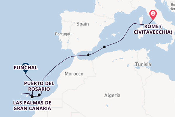 Sunset Islands Cruise: Rome, Canaries & Madeira