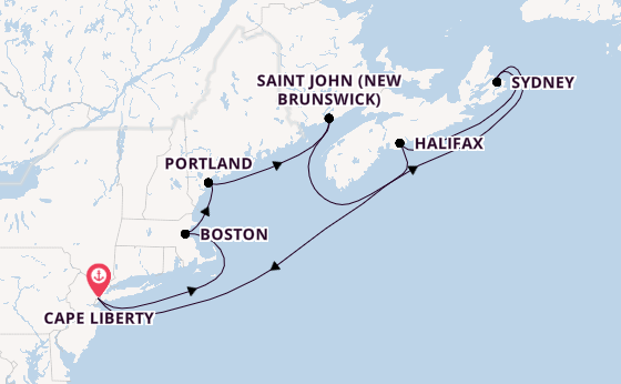 Amerikaanse Oostkust vanaf Cape Liberty, New Jersey met de Independence of the Seas