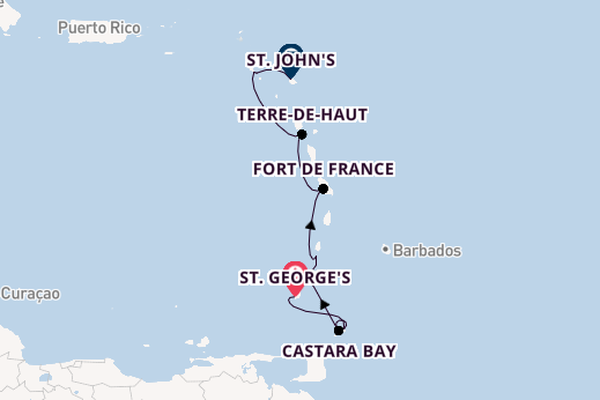 Südliche Karibik ab St. George's, Grenada auf der Star Clipper
