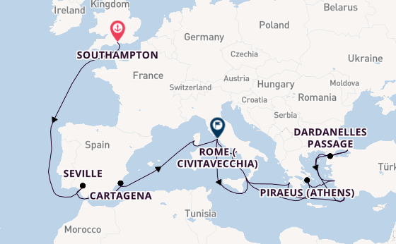 Mediterranean from Southampton, England with the Queen Elizabeth