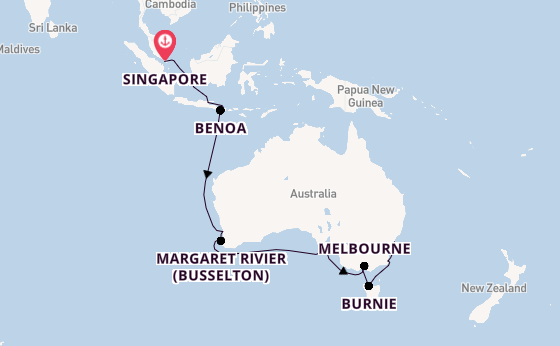 Australië vanaf Singapore, Singapore met de Norwegian Spirit