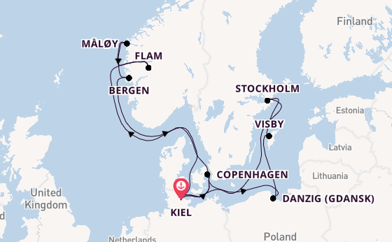 Norway from Kiel, Germany with the Costa Diadema