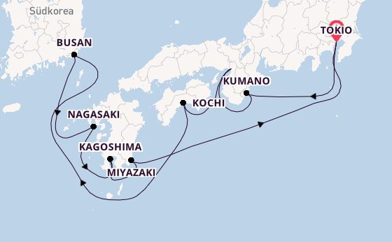 Japan ab Tokio, Japan auf der Diamond Princess