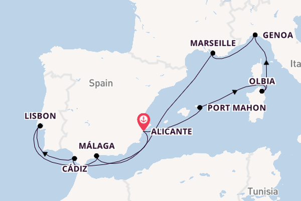 Western Mediterranean from Alicante, Spain with the MSC Sinfonia