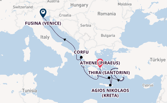Oostelijke Middellandse Zee vanaf Athene (Piraeus), Griekenland met de Azamara Onward