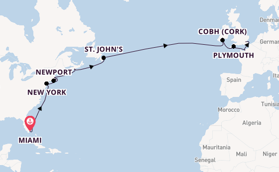 trans-Atlantisch vanaf Miami, Verenigde Staten met de Azamara Quest
