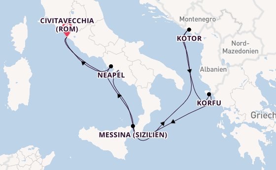 Mittelmeer ab Civitavecchia (Rom), Italien auf der Enchanted Princess