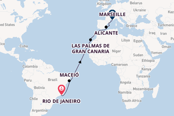 Transatlantic & Repositioning from Rio de Janeiro, Brazil with the MSC Seaview