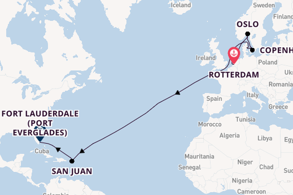 Transatlantic from Rotterdam, Netherlands with the Volendam