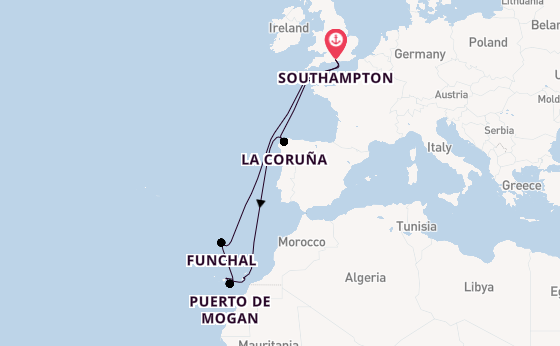 Canary Islands from Southampton, England with the Britannia 