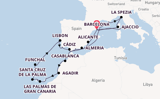 Western Mediterranean from Barcelona, Spain with the Sirena