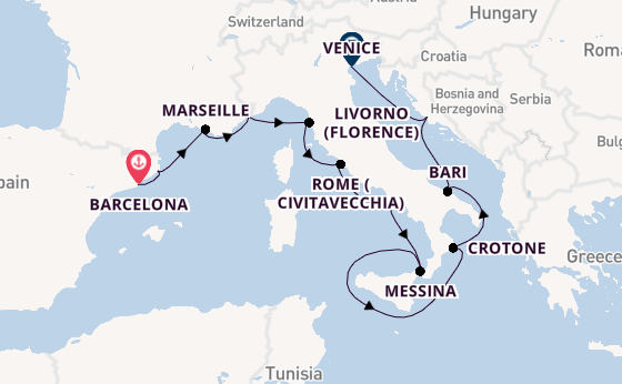 Western Mediterranean from Barcelona, Spain with the Viking Vela