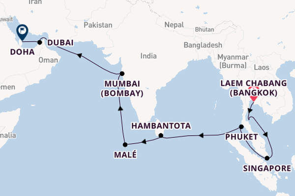 South East Asia from Laem Chabang (Bangkok), Thailand with the Aurelia