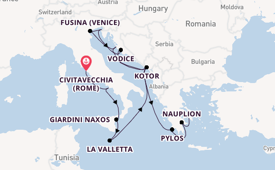 Middellandse Zee vanaf Civitavecchia (Rome), Italië met de Seabourn Ovation