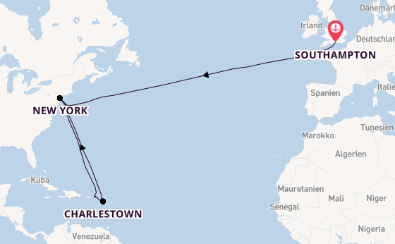 Transatlantik ab Southampton, Großbritannien auf der Queen Mary 2