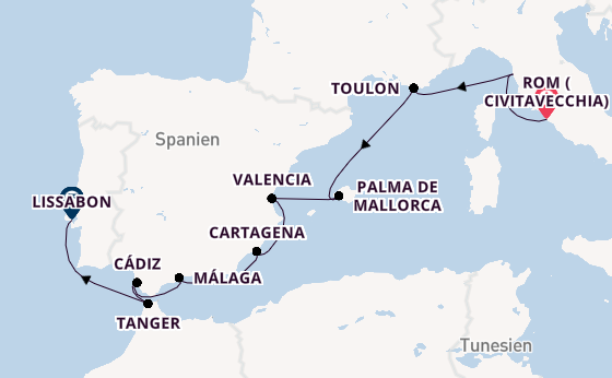 Westliches Mittelmeer ab Civitavecchia (Rom), Italien auf der Silver Nova