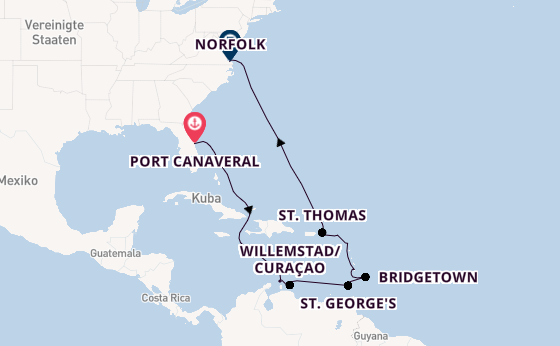 Karibik ab Port Canaveral, USA auf der Carnival Freedom 