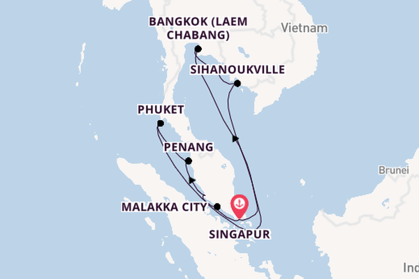 Südostasien ab Singapur, Singapur auf der Seabourn Encore