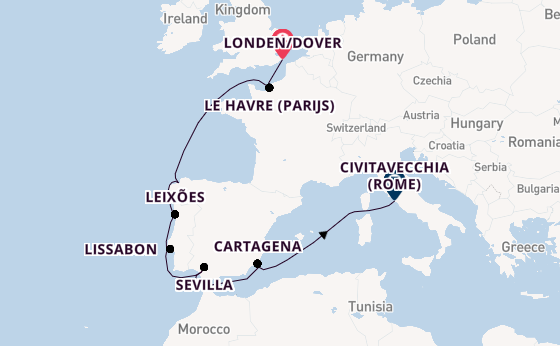 Westelijke Middellandse Zee vanaf Londen/Dover, Groot-Brittannië met de Carnival Miracle