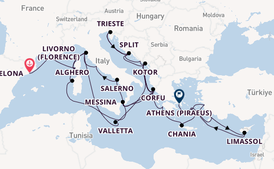 Mediterranean Sea from Barcelona, Spain with the Enchanted Princess