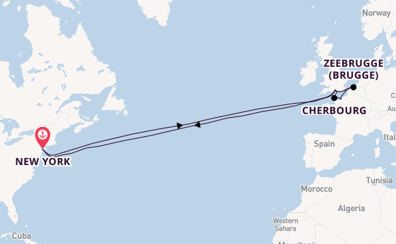 trans-Atlantisch vanaf New York, Verenigde Staten met de Queen Mary 2