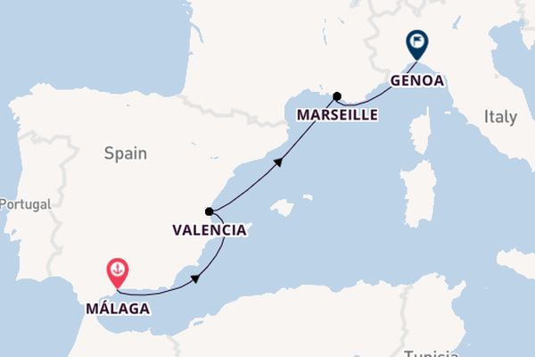 Western Mediterranean from Málaga, Spain with the MSC Grandiosa