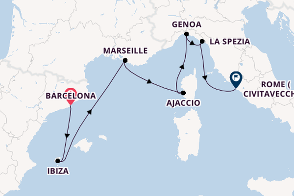Western Mediterranean from Barcelona, Spain with the Sun Princess