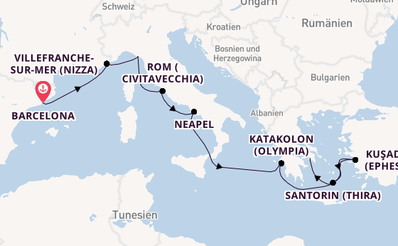 Mittelmeer ab Barcelona, Spanien auf der Celebrity Eclipse