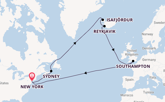 Transatlantic from New York, USA with the Queen Mary 2