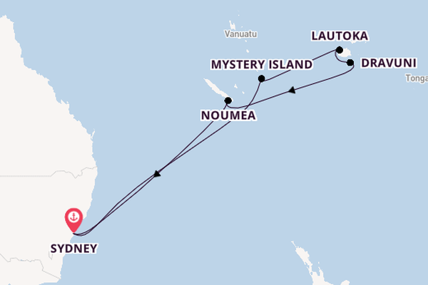 Zuidelijke Stille Oceaan vanaf Sydney, Australië met de Carnival Adventure