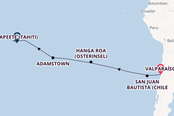 Polynesien ab Valparaíso, Chile auf der Amadea