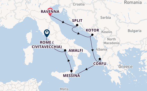 Mediterranean Sea from Ravenna, Italy with the Explorer of the Seas