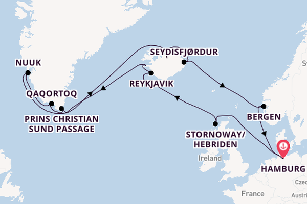 Arctica vanaf Hamburg, Duitsland met de Costa Favolosa